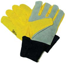 Flex Thumb Gloves - Yellow Knit with Leather Palm