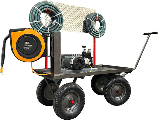 Heavy duty 12 gauge steel cart with 4-ply pneumatic tires